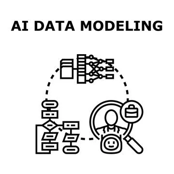 Ai data modeling analyzing business process optimization Stock Illustration