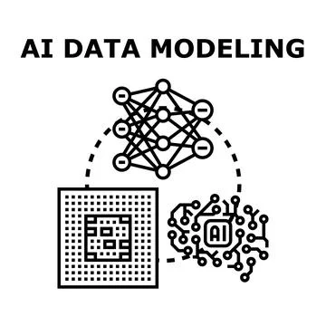 Ai data modeling technology developing algorithms and logic Stock Illustration