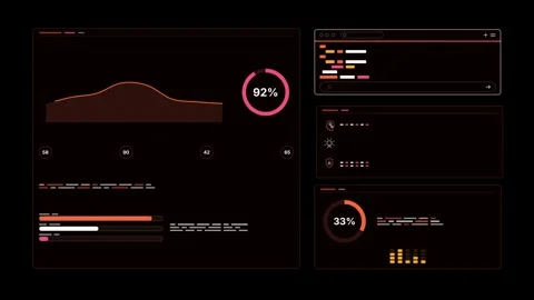 AI Data Overlay Coral Rose Editorial Panels Seamless Loop Data Visualization Stock Footage 344104042