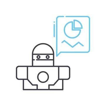 Ai data prediction line icon, outline symbol, vector illustration, concept sign Illustrazione stock