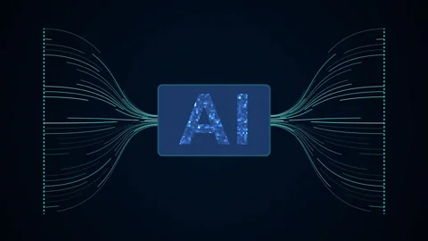 AI Data Processing and Technology Stream concept on Black Background Stock Footage 346356163