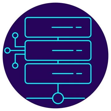 AI Data Processing Icon. Minimalistic neon outline Stock Illustration