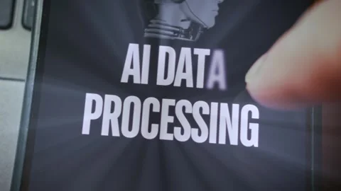 AI Data Processing themed graphic presentation regarded on smartphone Stock Footage 289096013