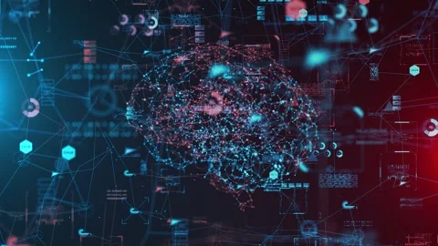 AI Data Science Neural Network Computational Learning Systems, background animat Stock Footage 317806838