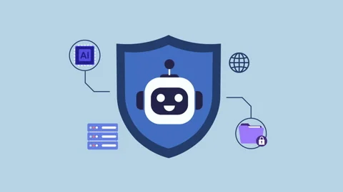 AI Data Security Concept 2d Animation with Alpha Matte Stock Footage 334827884