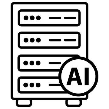 AI data server icon. Computer servers with artificial intelligence AI. Ilustración de archivo