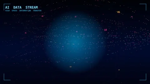 Ai data stream luminous particles Stock Footage 339999439