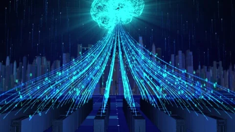AI data uploaded to cloud brain Stock Footage 247324835
