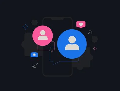 AI dating app with chat bubble and puzzle background symbolizing generative イラスト素材