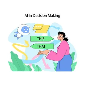 AI in decision making concept. Flat vector illustration Stock Illustration