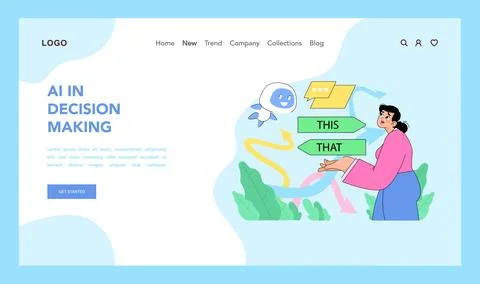 AI in decision making concept. Flat vector illustration Stock Illustration
