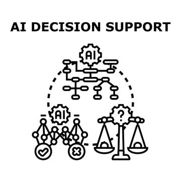 Ai decision support artificial intelligence concept illustration Stock Illustration