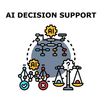 Ai decision support artificial intelligence concept illustration Stock Illustration