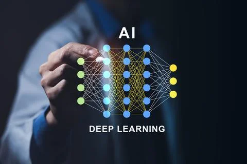 AI deep learning neural network visualization. Stock-Fotos