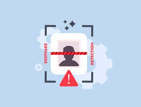 AI deepfake detection tools concept - face scan with authenticity verification Stock Illustration