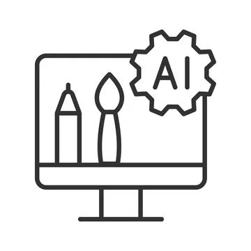 AI design and digital creative tools, icon in line design. AI, artificial Stock Illustration