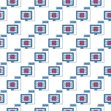 AI Desktop Computer vector Artificial Intelligence colored seamless pattern Illustrazione stock