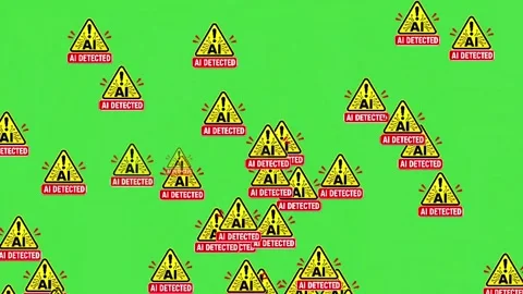 AI Detected Caution Symbol Animation on Green Screen Stock Footage 336853728