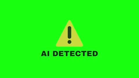 AI Detected Warning Animation - Alert Icon on Green Screen, Pulsing Caution Stock Footage 342032087