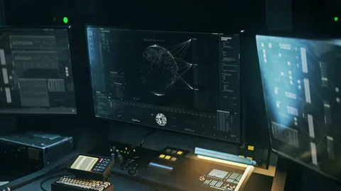 AI detection scanner finds the location of the target computer on a world map Stock Footage 190471709
