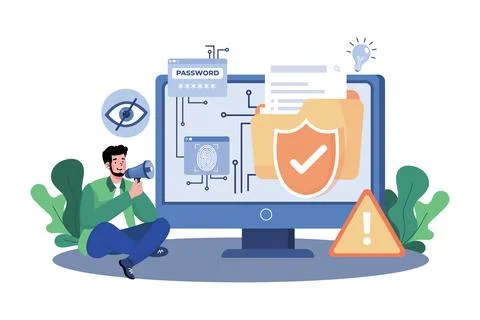 AI detects patterns and anomalies in cybersecurity. Ilustración de archivo