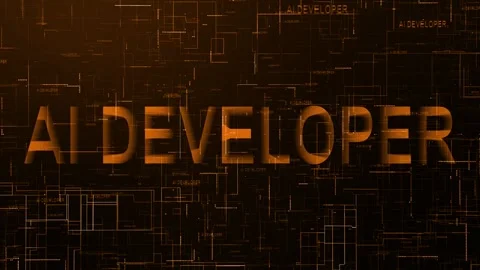 AI developer text technology data line animation brown color Stock Footage 259671454