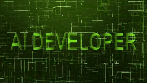 AI developer text technology data line animation green Stock Footage 259671464