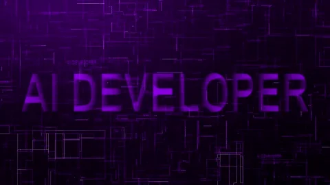 AI developer text technology data line animation purple Stock Footage 259671467