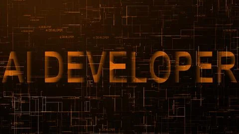 AI developer text technology data line brown Illustrazione stock