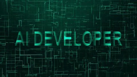 AI developer text technology data line cyan Illustrazione stock