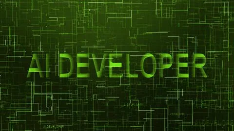 AI developer text technology data line green Illustrazione stock