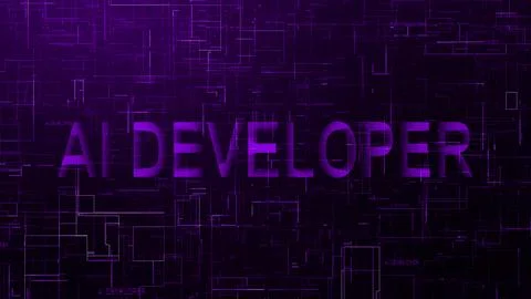 AI developer text technology data line purple Illustrazione stock