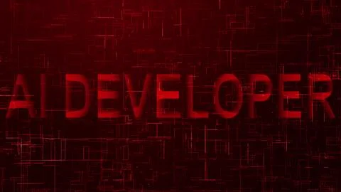 AI developer text technology data line red color Illustrazione stock