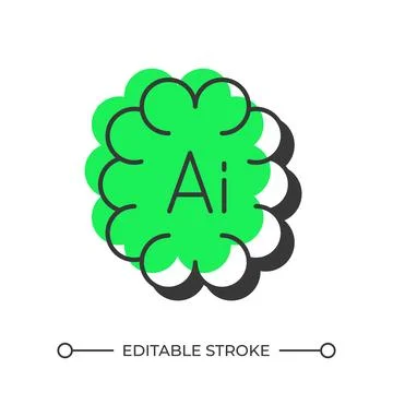 AI development offset shadow line icon Stock Illustration
