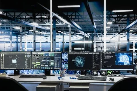 AI development PCs in data center with mainframes infrastructure Stock Photos