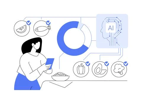 AI Dietary Recommendation App abstract concept vector illustration. Stock Illustration