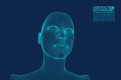 Ai digital brain. Artificial intelligence concept. Human head in robot digital Stock Illustration