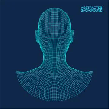 Ai digital brain. Artificial intelligence concept. Human head in robot digital Stock Illustration
