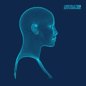 Ai digital brain. Artificial intelligence concept. Human head in robot digital Illustrazione stock