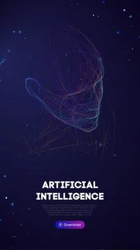 Ai digital brain. Artificial intelligence woman. Human head robot digital Stock-Illustration