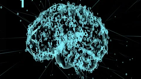 AI Digital Brain Loop - 4K High-Quality Neural Network with Binary Data Stock Footage 327875007