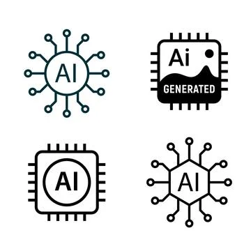 Ai digital chip icon. Artificial intelligent vector science data circuit 스톡 일러스트