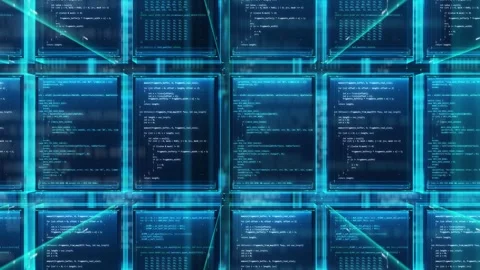 Ai Digital Data Server Cyberspace Technology Background with Programming Code 4k Stock Footage 303319446