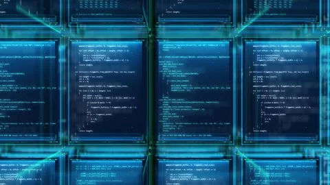 Ai Digital Data Server Cyberspace Technology Background with Programming Code 4k Stock Footage 306633636