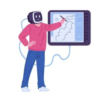 AI digital design work vector illustration Illustrazione stock