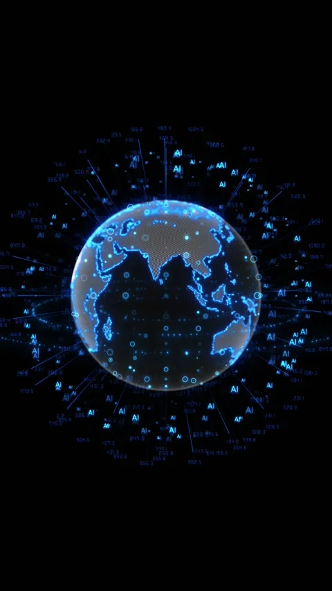 AI Digital Globe with Global Data Analytics and Network Numbers 스톡 동영상 341367429