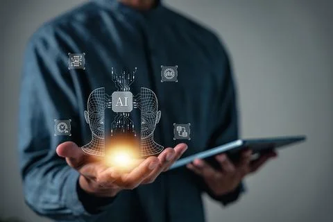 AI, digital learn, intelligence, document, management, palm, and code are v.. 스톡 사진