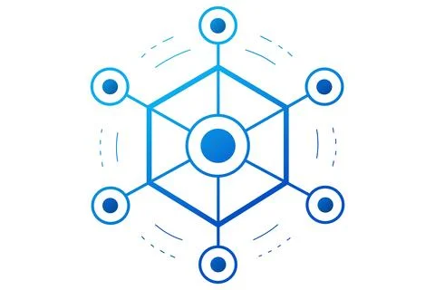 AI Digital Network Hub Vector with Connected Nodes and Futuristic Technology Des 库存插图