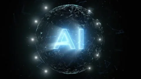 AI digital tech sphere network cyberspace loop animation Stock Footage 341899193