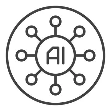 AI digital technology vector Artificial Intelligence thin line round icon o.. Stock Illustration